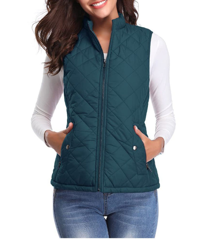 Damen Steppweste leicht gefütterte Puffer Vest Women Reißverschluss - Ozeanblau