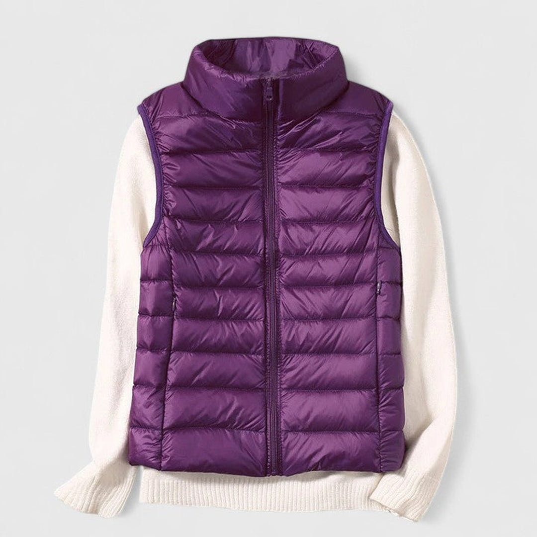 Damen Steppweste leichte ärmellose Puffer Vest Women Übergangsjacke - Lila