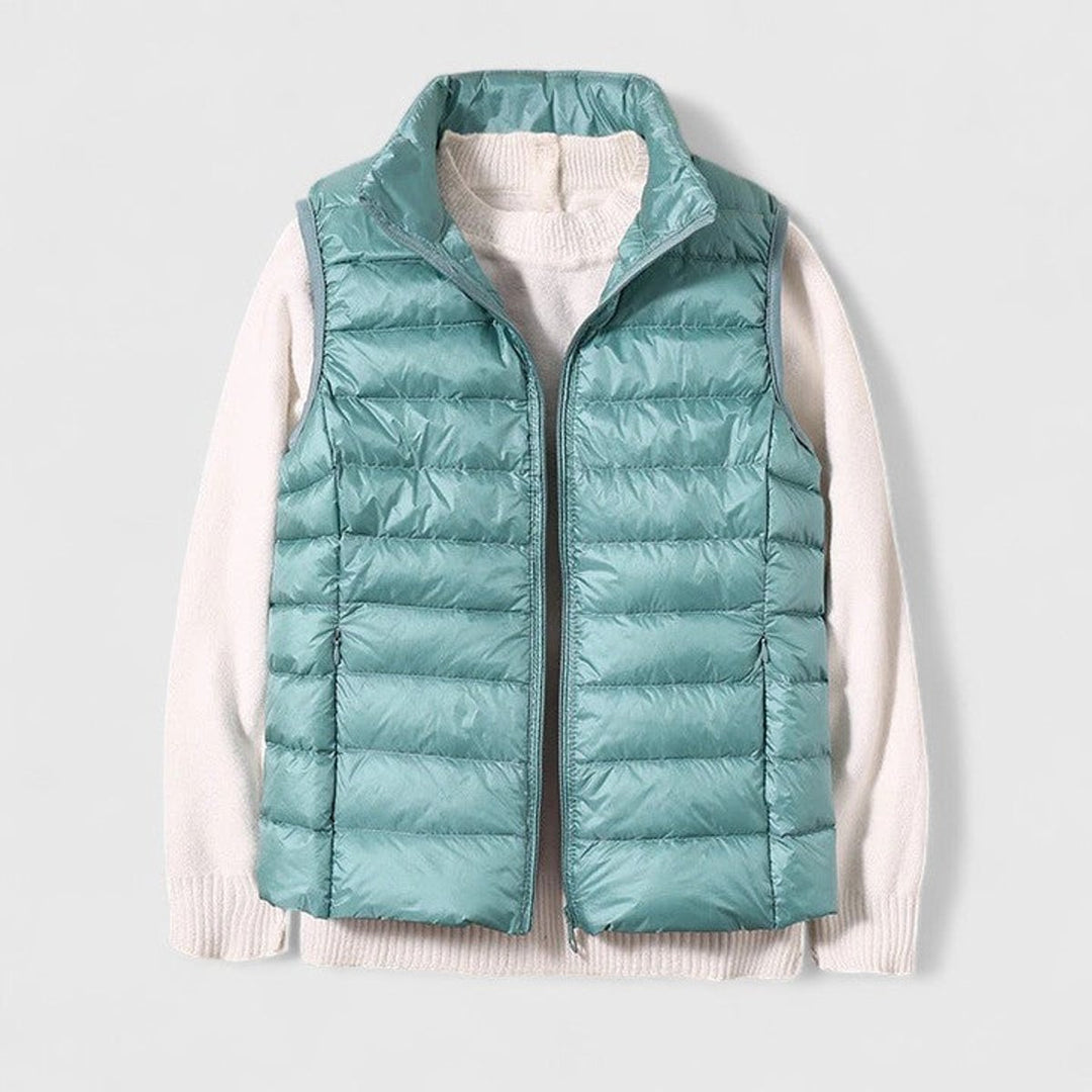 Damen Steppweste leichte ärmellose Puffer Vest Women Übergangsjacke - Hellblau