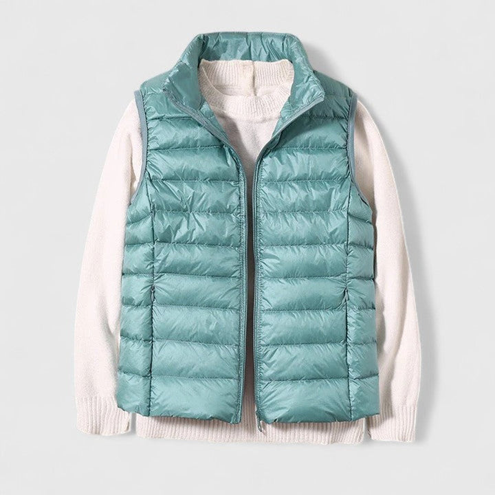 Damen Steppweste leichte ärmellose Puffer Vest Women Übergangsjacke - Hellblau