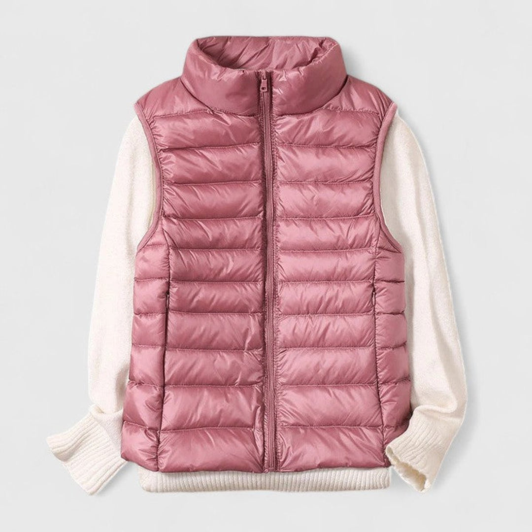 Damen Steppweste leichte ärmellose Puffer Vest Women Übergangsjacke - Rosa