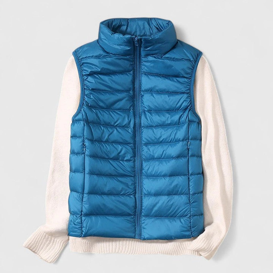 Damen Steppweste leichte ärmellose Puffer Vest Women Übergangsjacke - Himmelblau