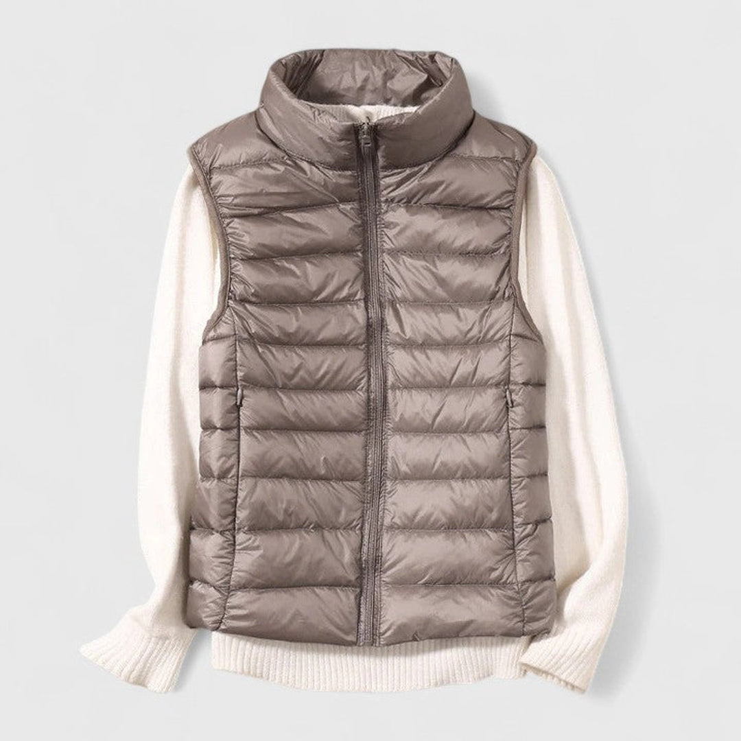 Damen Steppweste leichte ärmellose Puffer Vest Women Übergangsjacke - Khaki