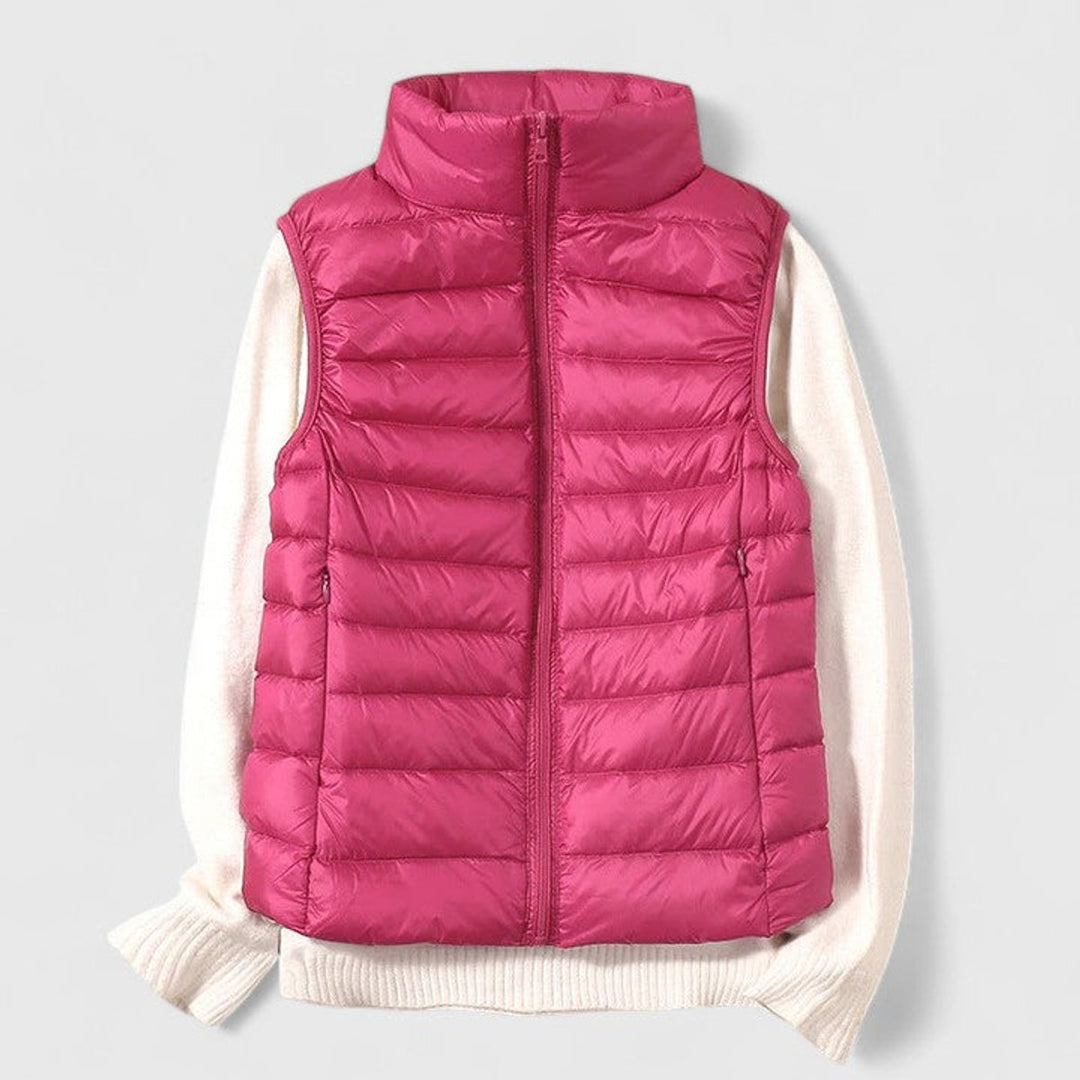 Damen Steppweste leichte ärmellose Puffer Vest Women Übergangsjacke - Rosé