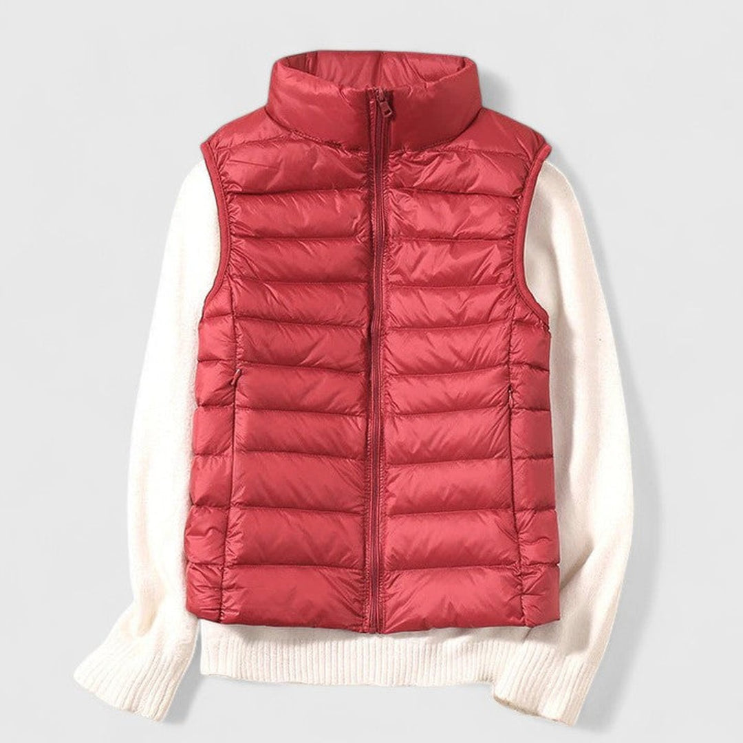 Damen Steppweste leichte ärmellose Puffer Vest Women Übergangsjacke - Rot