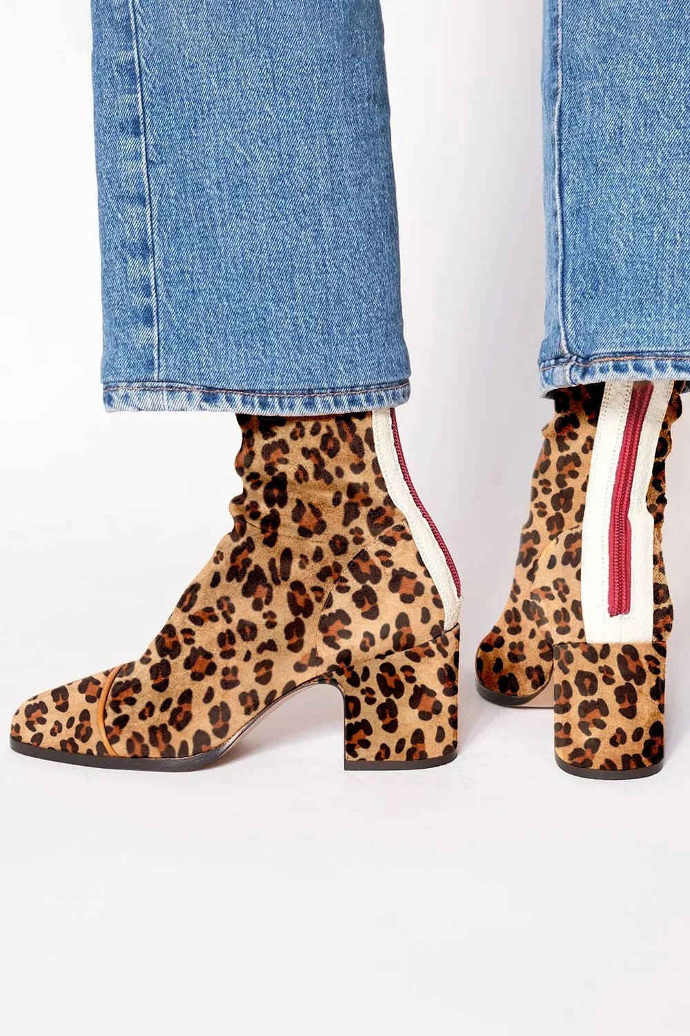 Damen Stiefeletten Blockabsatz Quadratische Zehenpartie - Leopard