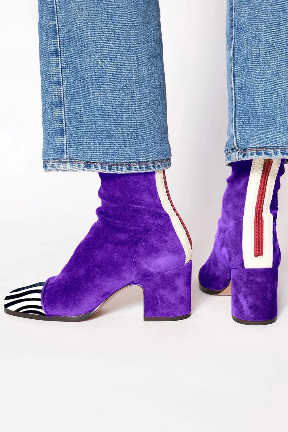 Damen Stiefeletten Blockabsatz Quadratische Zehenpartie