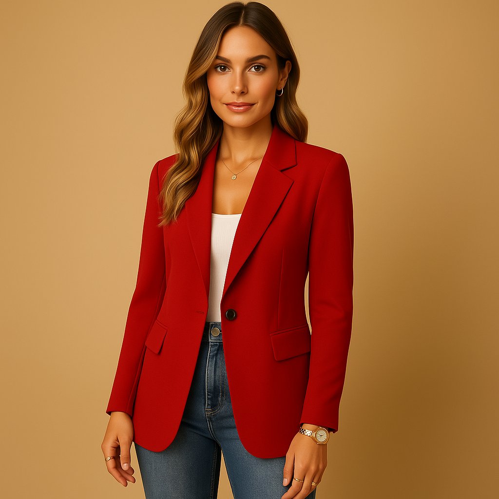 Damen Stretch-Blazer Einreihig Tailliert - Red