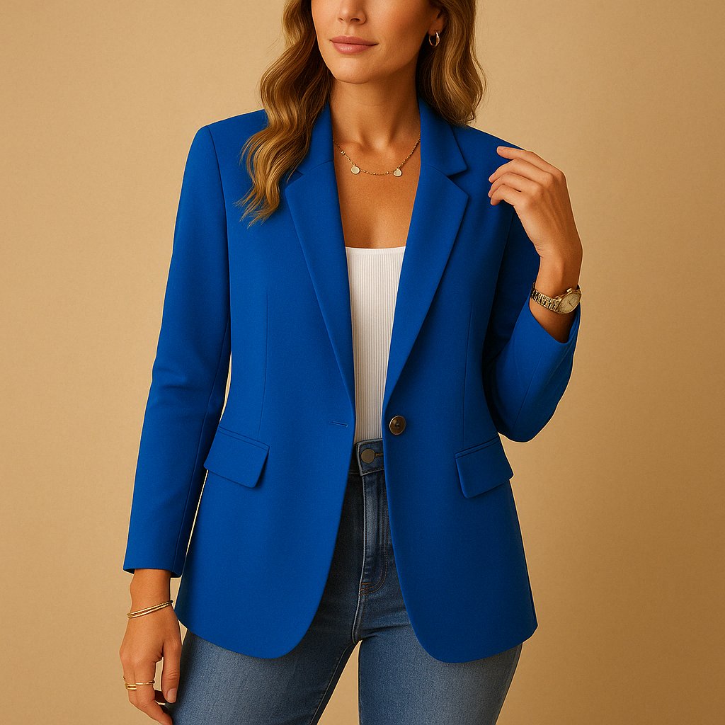 Damen Stretch-Blazer Einreihig Tailliert - Blue