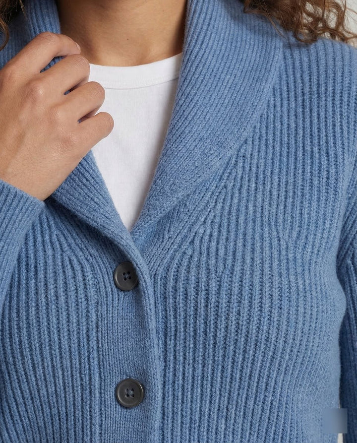 Damen Strick-Cardigan mit Revers-Kragen Knopfleiste Langarm