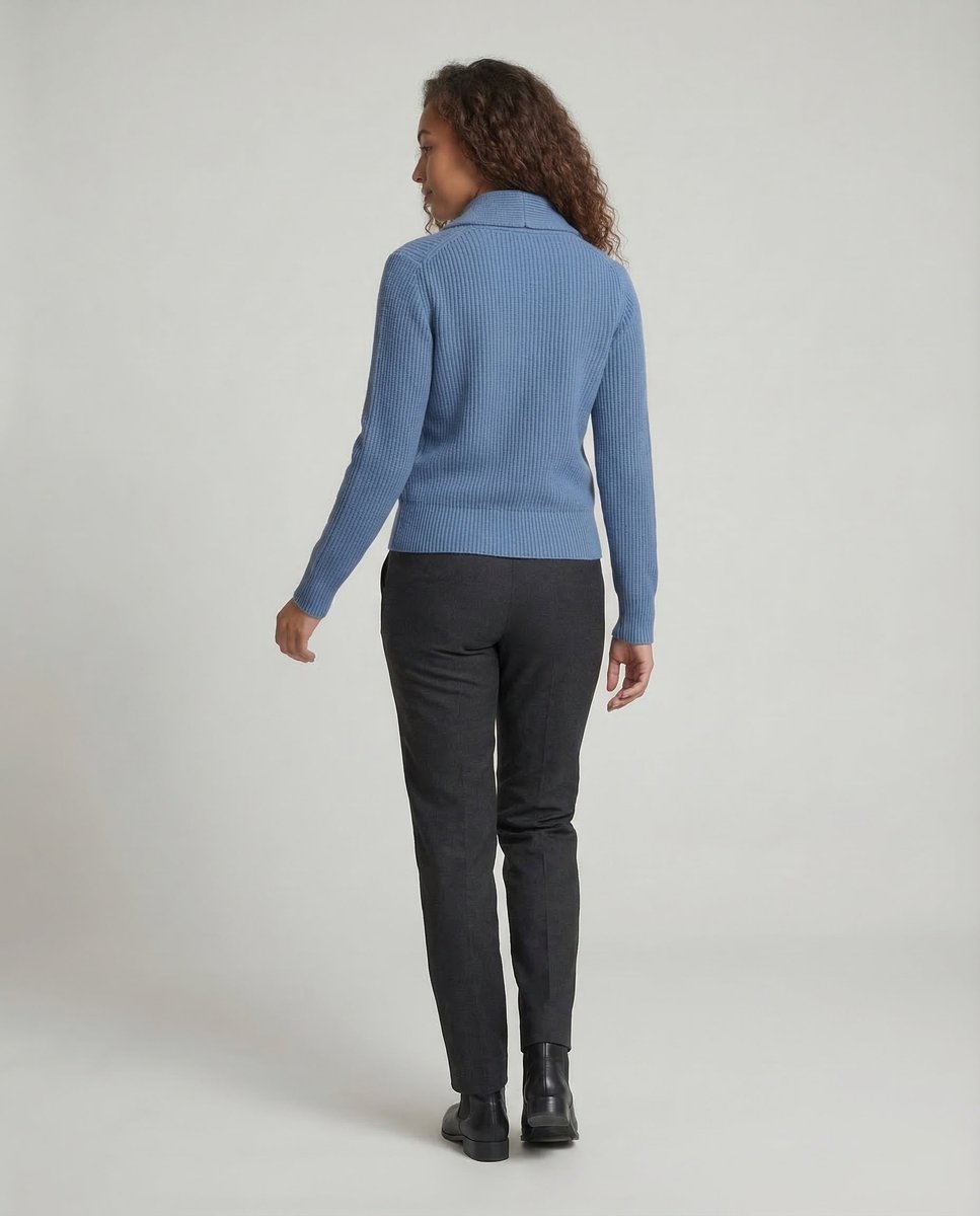 Damen Strick-Cardigan mit Revers-Kragen Knopfleiste Langarm