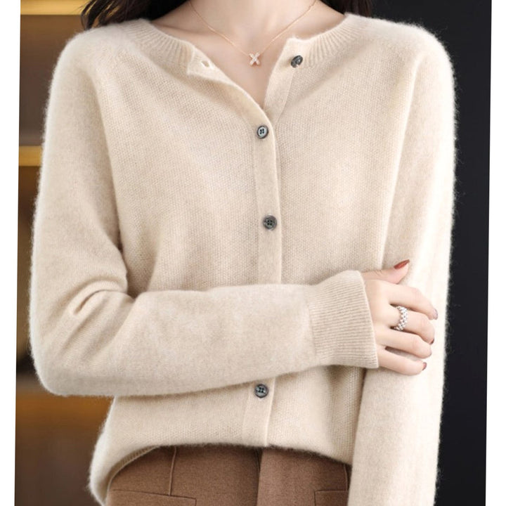 Damen Strickjacke klassischer Knopfleiste Lockere V-Ausschnitt Strickjacke - Khaki