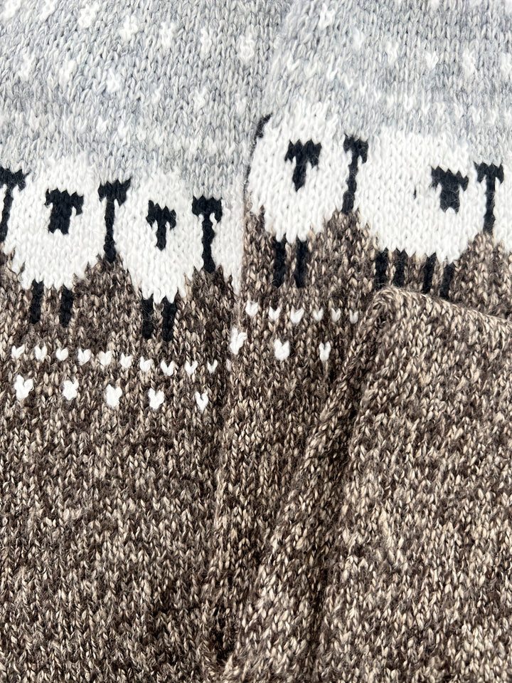 Damen Strickpullover Jacquard-Schafmuster Winterpullover