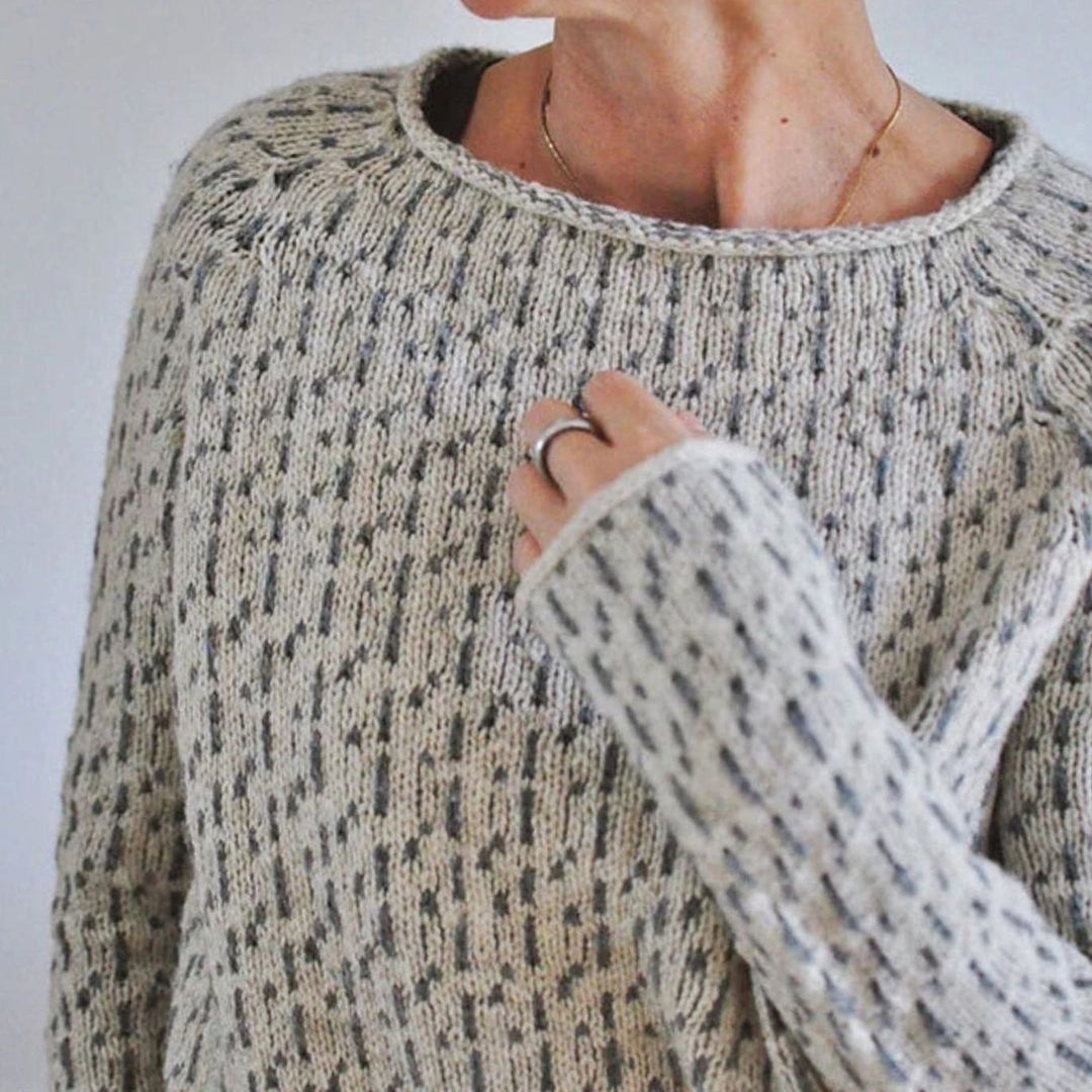 Damen Strickpullover Lockerer Passform Rundhals Strukturstrick Langarm