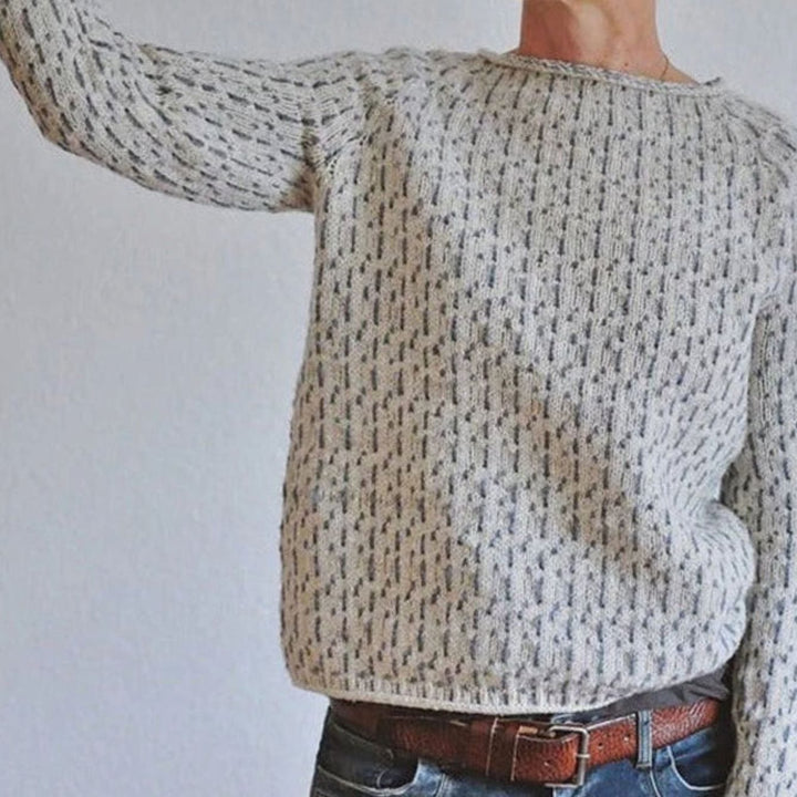 Damen Strickpullover Lockerer Passform Rundhals Strukturstrick Langarm