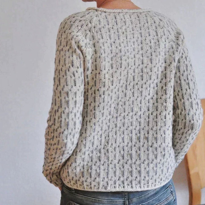 Damen Strickpullover Lockerer Passform Rundhals Strukturstrick Langarm