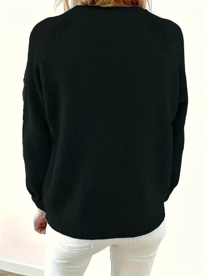 Damen Strickpullover mit V-Ausschnitt Halbknopfleiste Relaxed Fit