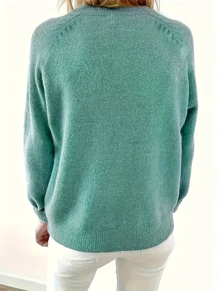 Damen Strickpullover mit V-Ausschnitt Halbknopfleiste Relaxed Fit