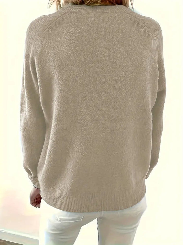 Damen Strickpullover mit V-Ausschnitt Halbknopfleiste Relaxed Fit