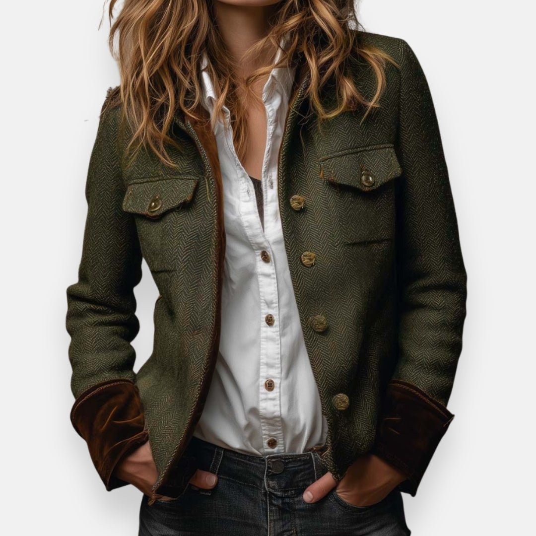 Damen Strukturierte Fischgrat Langarm-Blazer