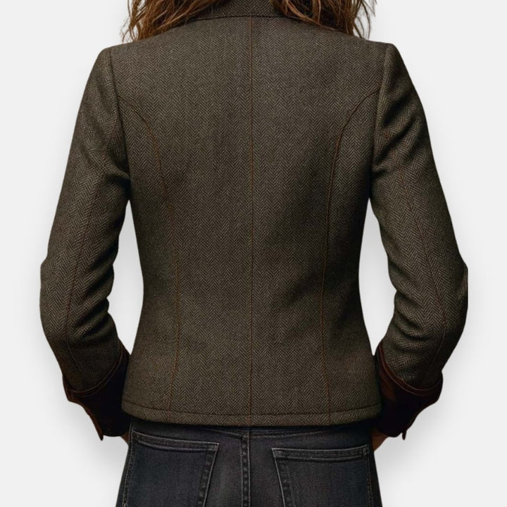 Damen Strukturierte Fischgrat Langarm-Blazer