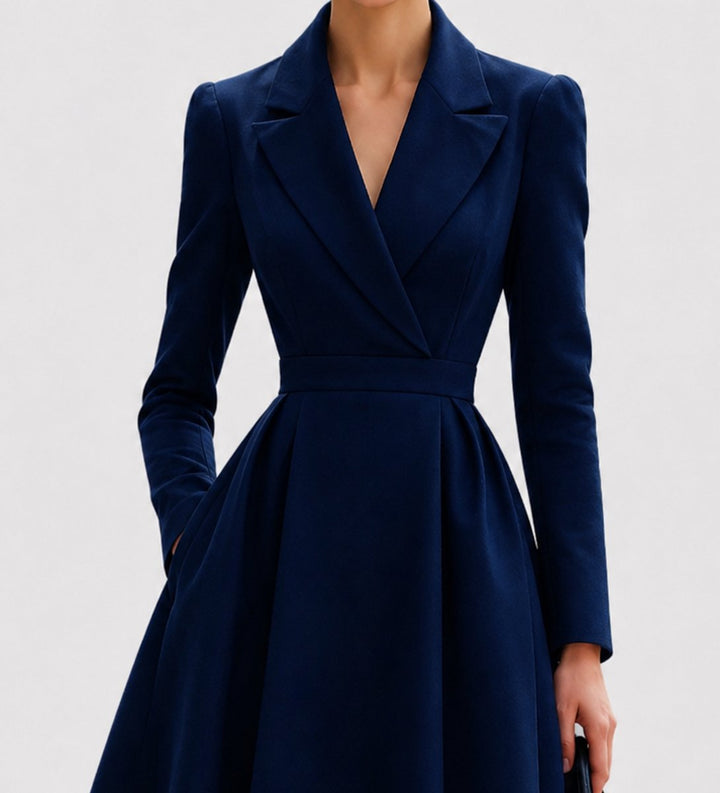 Damen Tailliertes Mantelkleid Elegante Formelle Kleider Midi A-Linie