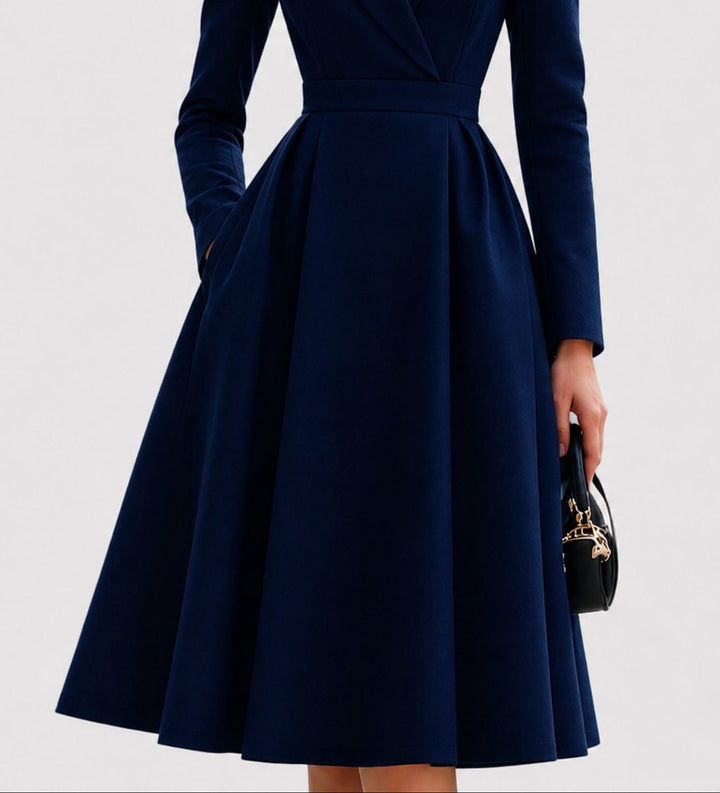Damen Tailliertes Mantelkleid Elegante Formelle Kleider Midi A-Linie