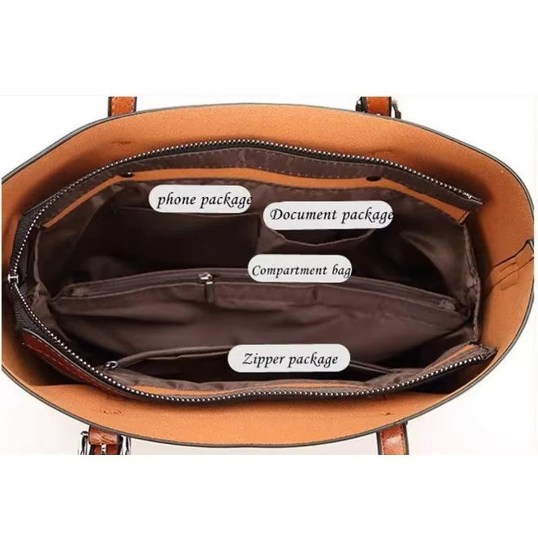 Damen Tote Bag geräumige Kunstleder Schultertasche mit Umhängeriemen