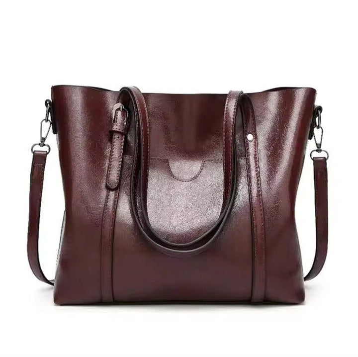 Damen Tote Bag geräumige Kunstleder Schultertasche mit Umhängeriemen - Kaffee