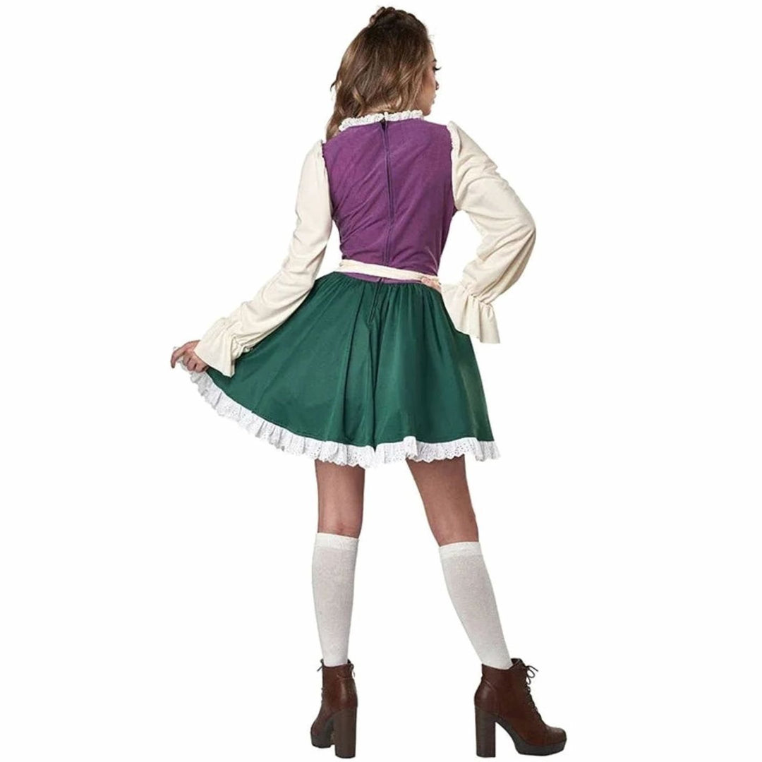 Damen Trachtenkleid Dirndl-Stil Kurzkleid mit Schürze Rüschenbluse