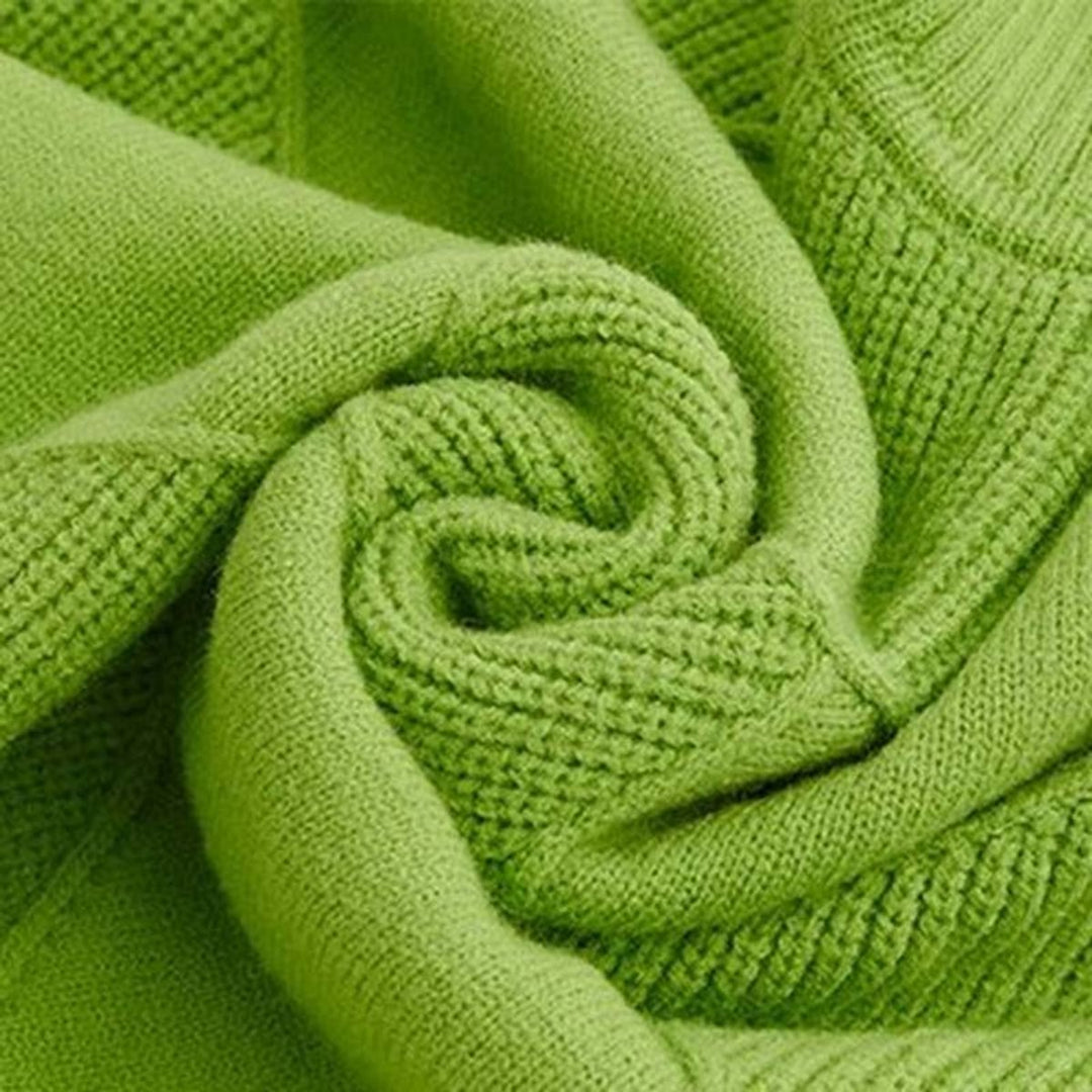Damen Turtleneck Sweater Oversized Strickpullover mit Rautenmuster