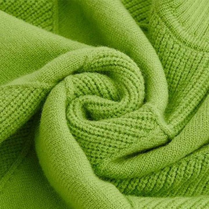 Damen Turtleneck Sweater Oversized Strickpullover mit Rautenmuster