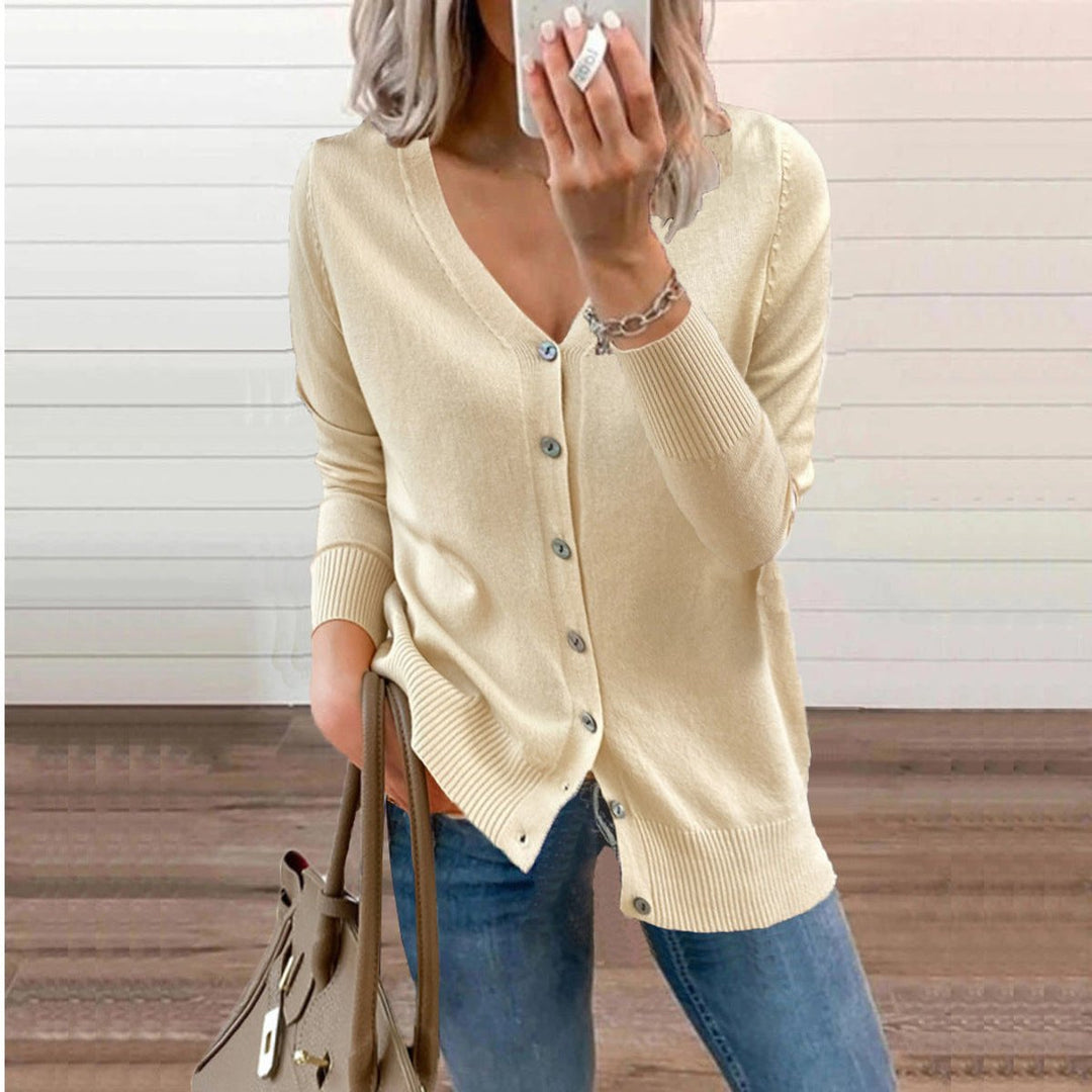 Damen V-Ausschnitt Strickjacke Cardigan mit Knopfleiste