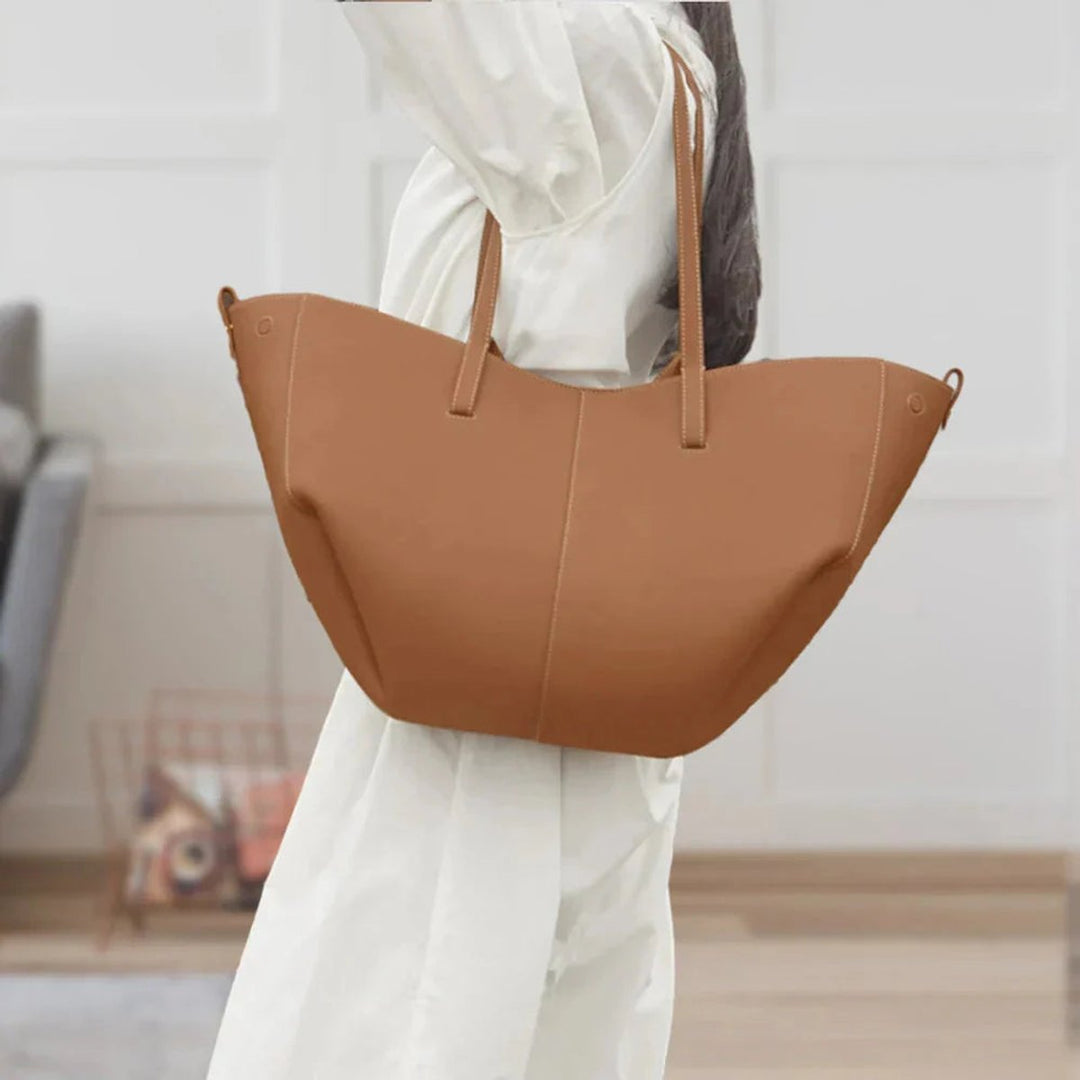 Damen Vintage Kunstleder Tote Bag Große Schultertasche
