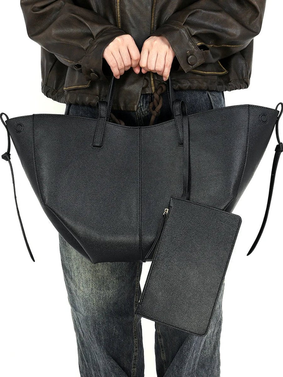 Damen Vintage Kunstleder Tote Bag Große Schultertasche