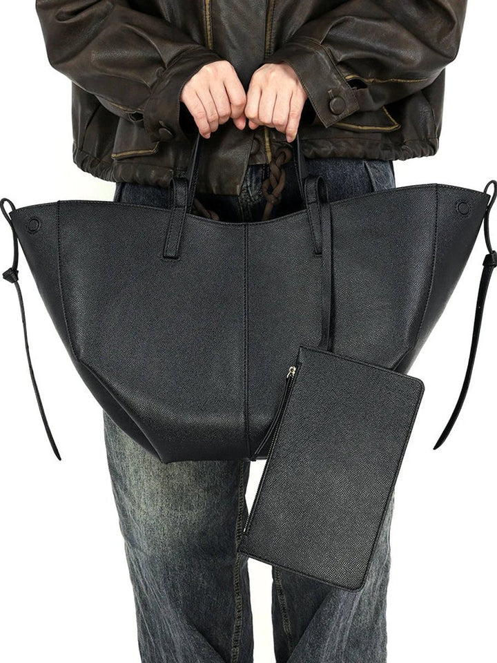 Damen Vintage Kunstleder Tote Bag Große Schultertasche