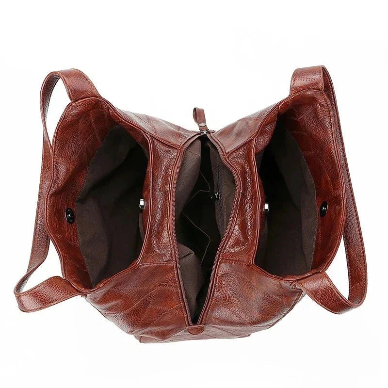Damen Vintage Leder Schultertasche Hobo Handtasche