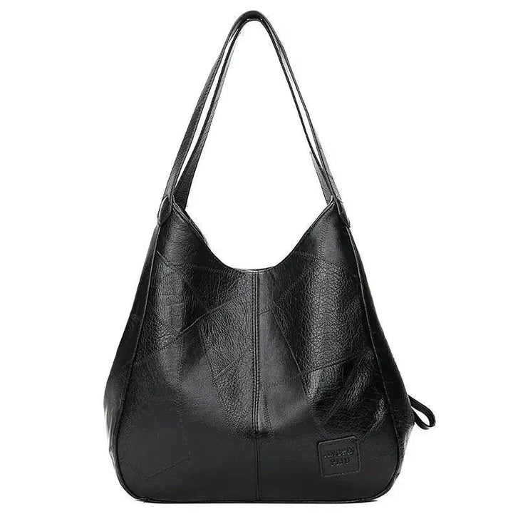 Damen Vintage Leder Schultertasche Hobo Handtasche - Black