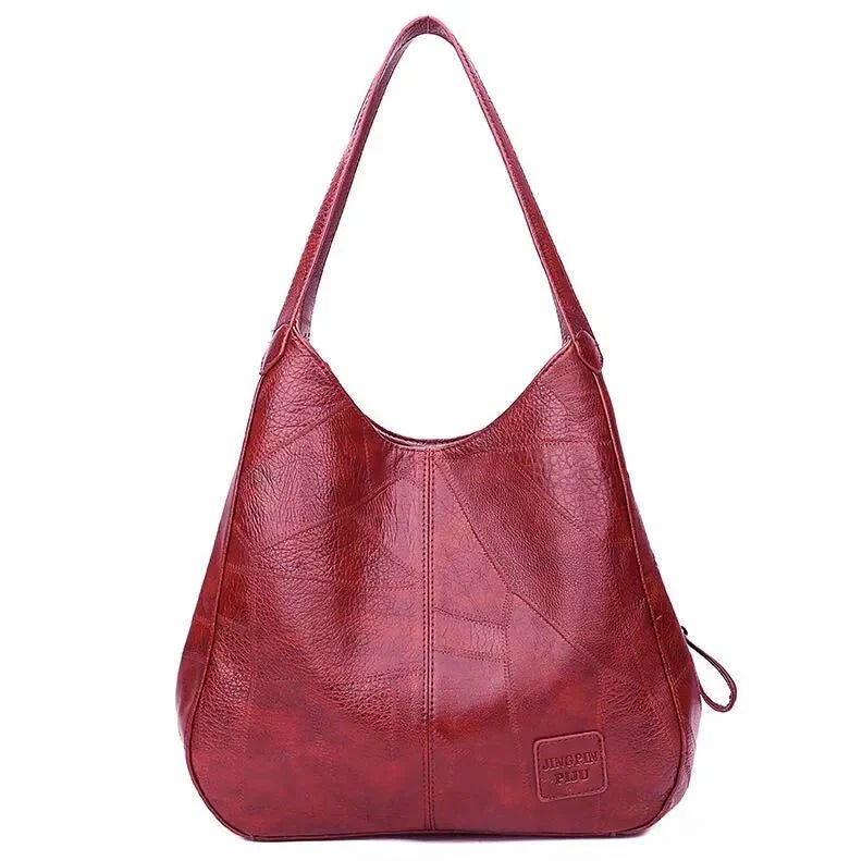 Damen Vintage Leder Schultertasche Hobo Handtasche - Red
