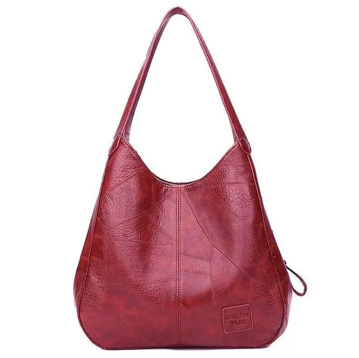 Damen Vintage Leder Schultertasche Hobo Handtasche - Red