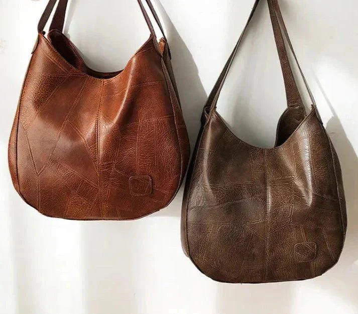 Damen Vintage Leder Schultertasche Hobo Handtasche