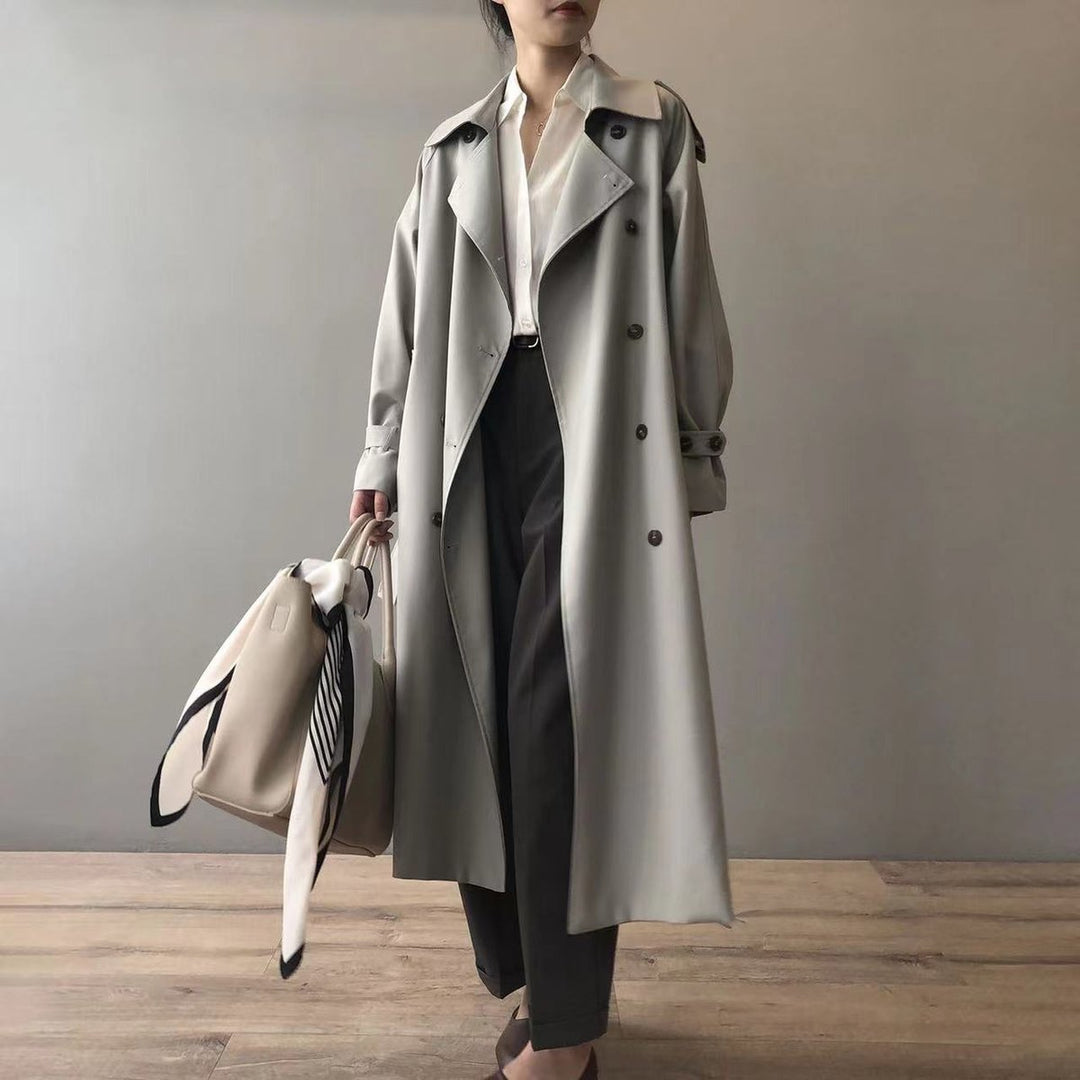 Damen Wasserabweisender Longline Doppelreiher Trench Coat