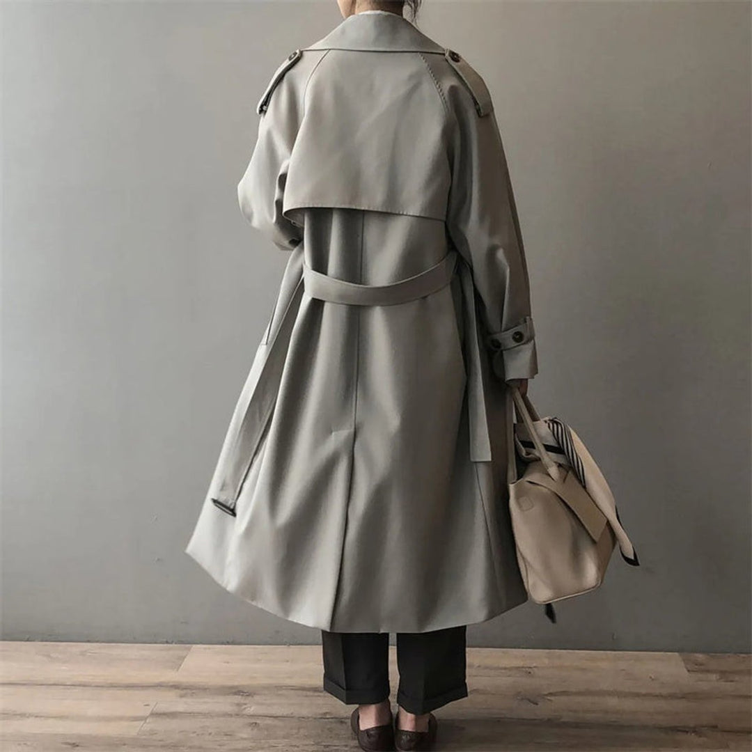 Damen Wasserabweisender Longline Doppelreiher Trench Coat