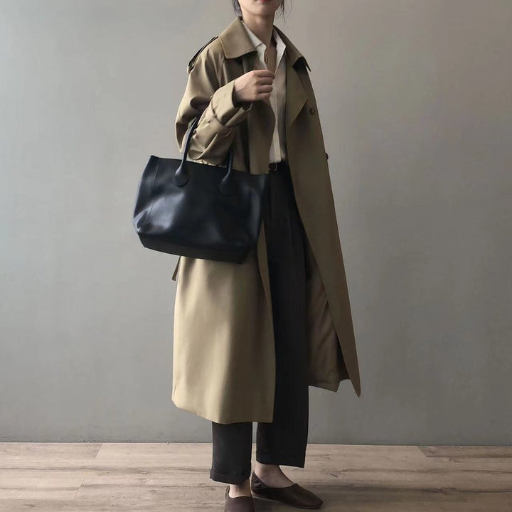 Damen Wasserabweisender Longline Doppelreiher Trench Coat