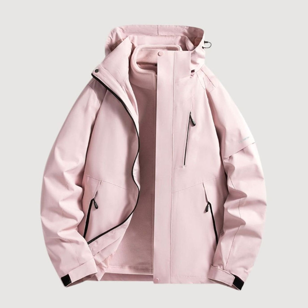 Damen Wasserdichte Kapuzen Windbreaker Jacke für Outdoor - Rosa