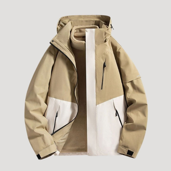 Damen Wasserdichte Kapuzen Windbreaker Jacke für Outdoor - Beige
