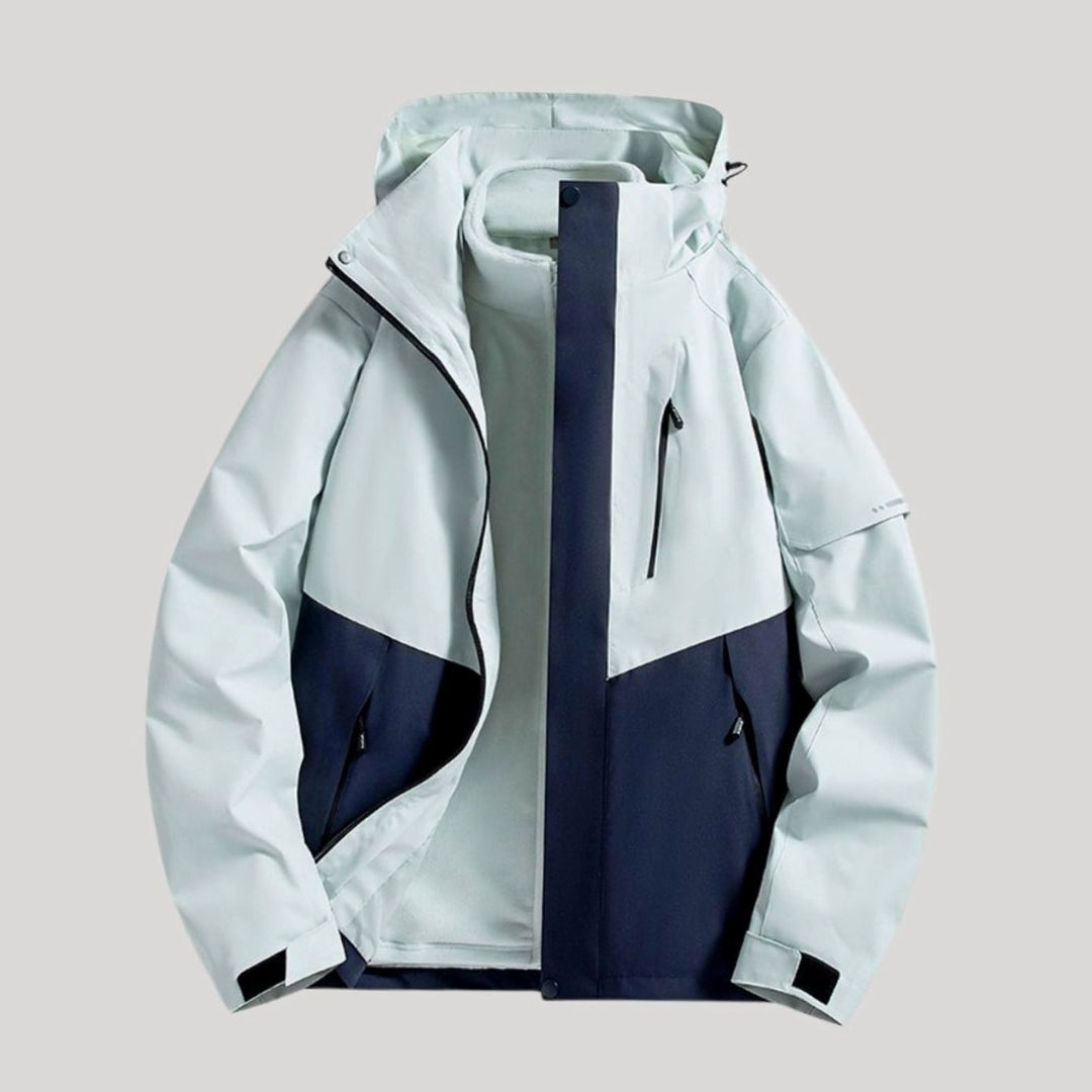 Damen Wasserdichte Kapuzen Windbreaker Jacke für Outdoor - Dunkelblau