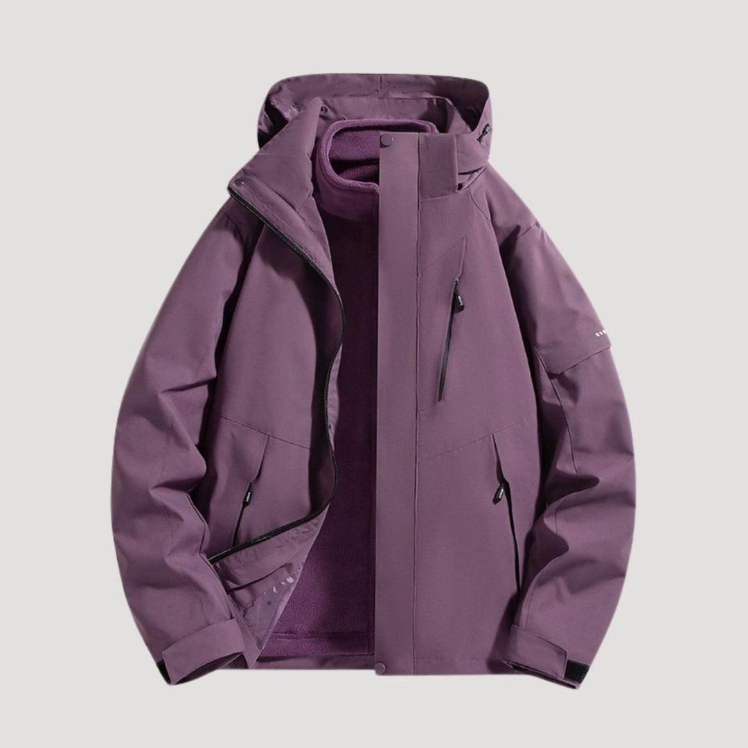 Damen Wasserdichte Kapuzen Windbreaker Jacke für Outdoor - Lila