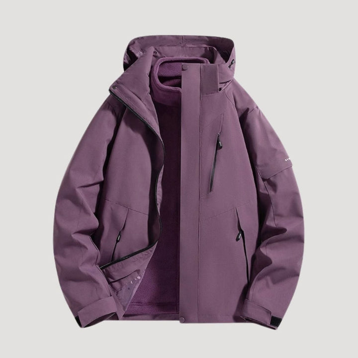 Damen Wasserdichte Kapuzen Windbreaker Jacke für Outdoor - Lila