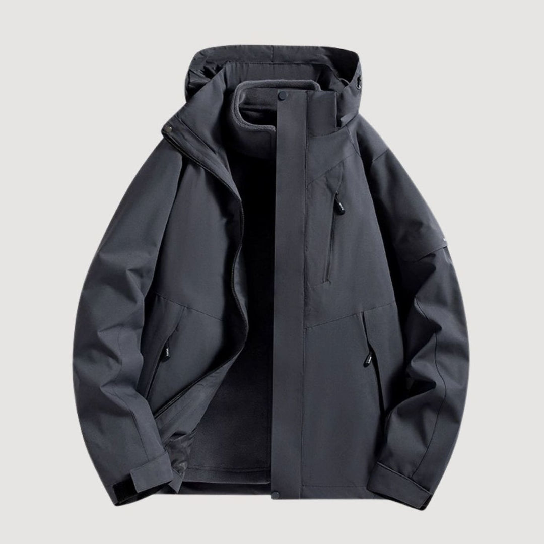 Damen Wasserdichte Kapuzen Windbreaker Jacke für Outdoor - Schwarz